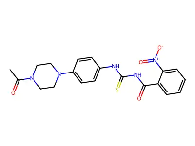 N-[[4-(4-acetylpiperazin-1-yl)phenyl]carbamothioyl]-2-nitrobenzamide structure