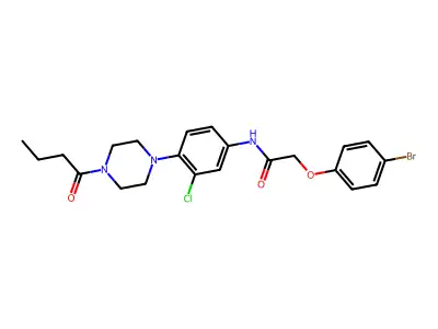2-(4-bromophenoxy)-N-[4-(4-butanoylpiperazin-1-yl)-3-chlorophenyl]acetamide structure