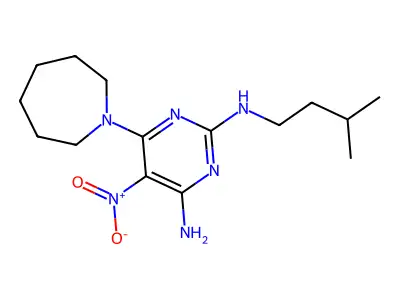 6-(azepan-1-yl)-2-N-(3-methylbutyl)-5-nitropyrimidine-2,4-diamine structure