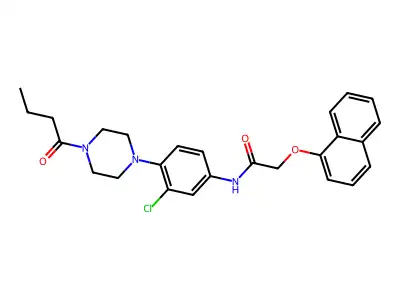 N-[4-(4-butanoylpiperazin-1-yl)-3-chlorophenyl]-2-naphthalen-1-yloxyacetamide structure