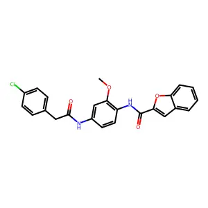 N-(4-{[(4-chlorophenyl)acetyl]amino}-2-methoxyphenyl)-1-benzofuran-2-carboxamide structure