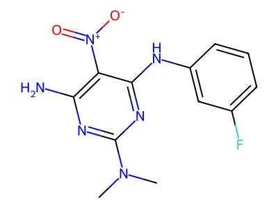 N4-(3-fluorophenyl)-N2,N2-dimethyl-5-nitropyrimidine-2,4,6-triamine structure