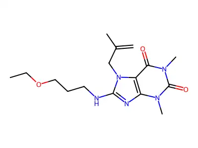 8-(3-Ethoxypropylamino)-1,3-dimethyl-7-(2-methylprop-2-enyl)purine-2,6-dione structure