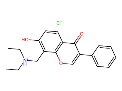Isoflavone, 8-(diethylaminomethyl)-7-hydroxy-, hydrochloride structure