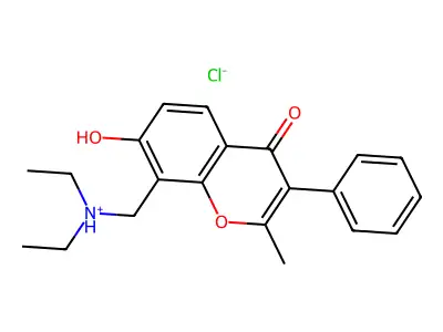 Isoflavone, 8-(diethylaminomethyl)-7-hydroxy-2-methyl-, hydrochloride structure
