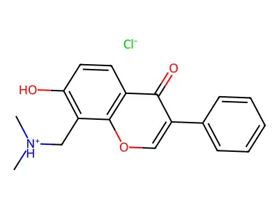 Isoflavone, 8-(dimethylaminomethyl)-7-hydroxy-, hydrochloride structure