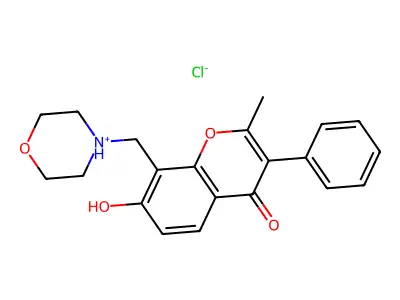 Isoflavone, 7-hydroxy-2-methyl-8-(morpholinomethyl)-, hydrochloride structure