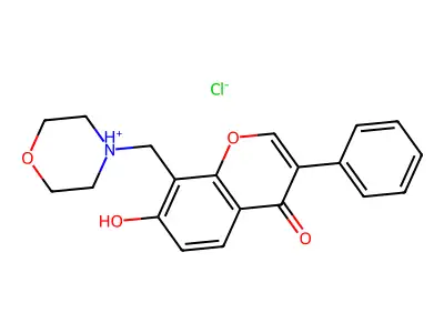 Isoflavone, 7-hydroxy-8-(morpholinomethyl)-, hydrochloride structure