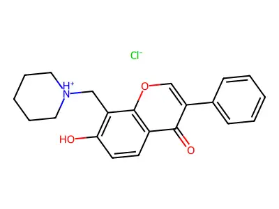 Isoflavone, 7-hydroxy-8-(piperidinomethyl)-, hydrochloride structure