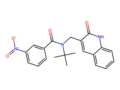 N-tert-butyl-3-nitro-N-[(2-oxo-1H-quinolin-3-yl)methyl]benzamide structure