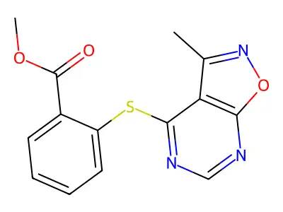 Methyl 2-[(3-methylisoxazolo[5,4-d]pyrimidin-4-yl)sulfanyl]benzenecarboxylate structure