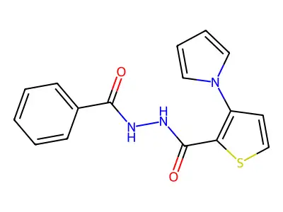 N'-benzoyl-3-(1H-pyrrol-1-yl)-2-thiophenecarbohydrazide structure