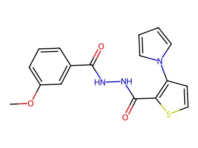N'-(3-methoxybenzoyl)-3-(1H-pyrrol-1-yl)-2-thiophenecarbohydrazide structure