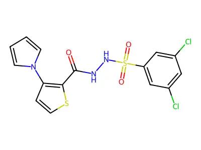 3,5-dichloro-N'-{[3-(1H-pyrrol-1-yl)-2-thienyl]carbonyl}benzenesulfonohydrazide structure