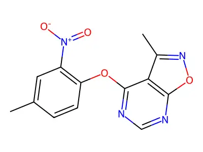 3-Methyl-4-(4-methyl-2-nitrophenoxy)-[1,2]oxazolo[5,4-d]pyrimidine structure