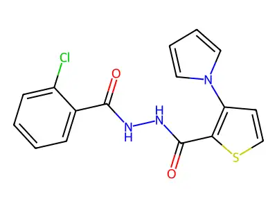 N'-(2-chlorobenzoyl)-3-(1H-pyrrol-1-yl)-2-thiophenecarbohydrazide structure