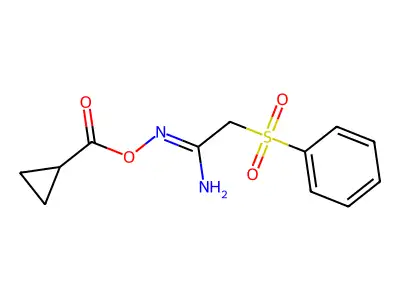 [[1-Amino-2-(benzenesulfonyl)ethylidene]amino] cyclopropanecarboxylate structure