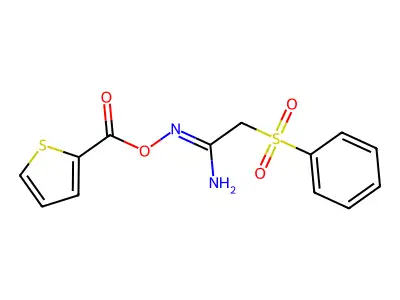 [[1-Amino-2-(benzenesulfonyl)ethylidene]amino] thiophene-2-carboxylate structure