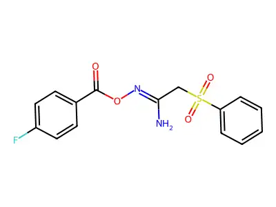 [[1-Amino-2-(benzenesulfonyl)ethylidene]amino] 4-fluorobenzoate structure