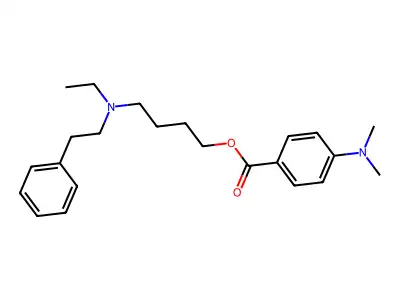 Phenethylamine, N-ethyl-N-(4-hydroxybutyl)-, p-dimethylaminobenzoate (ester) structure