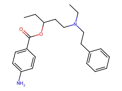 Phenethylamine, N-ethyl-N-(3-hydroxypentyl)-, p-aminobenzoate (ester) structure