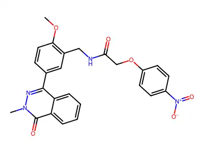 N-[[2-methoxy-5-(3-methyl-4-oxophthalazin-1-yl)phenyl]methyl]-2-(4-nitrophenoxy)acetamide structure