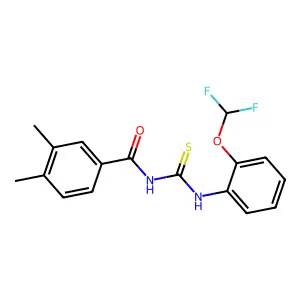 N-[[2-(difluoromethoxy)phenyl]carbamothioyl]-3,4-dimethylbenzamide structure