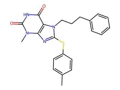 3-Methyl-8-(4-methylphenyl)sulfanyl-7-(3-phenylpropyl)purine-2,6-dione structure