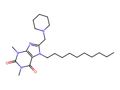 7-Decyl-1,3-dimethyl-8-(piperidin-1-ylmethyl)purine-2,6-dione structure