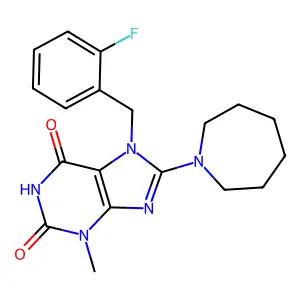 8-Azepan-1-yl-7-(2-fluoro-benzyl)-3-methyl-3,7-dihydro-purine-2,6-dione structure