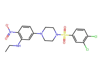5-[4-(3,4-dichlorophenyl)sulfonylpiperazin-1-yl]-N-ethyl-2-nitroaniline structure