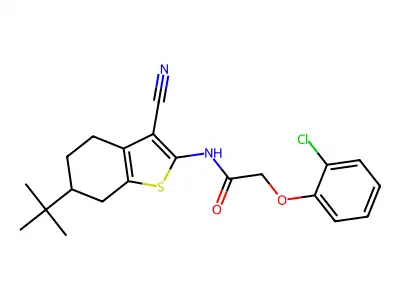 N-(6-tert-butyl-3-cyano-4,5,6,7-tetrahydro-1-benzothiophen-2-yl)-2-(2-chlorophenoxy)acetamide structure