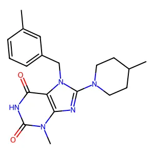 3-Methyl-7-[(3-methylphenyl)methyl]-8-(4-methylpiperidin-1-yl)purine-2,6-dione structure