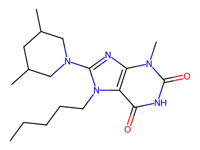 8-(3,5-dimethylpiperidin-1-yl)-3-methyl-7-pentyl-1H-purine-2,6(3H,7H)-dione structure