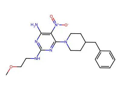 6-(4-benzylpiperidin-1-yl)-N~2~-(2-methoxyethyl)-5-nitropyrimidine-2,4-diamine structure