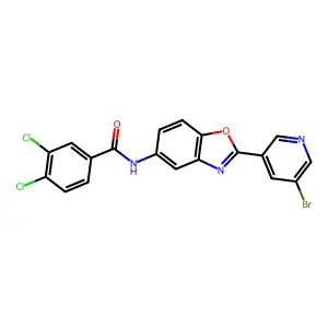 N-[2-(5-bromopyridin-3-yl)-1,3-benzoxazol-5-yl]-3,4-dichlorobenzamide structure