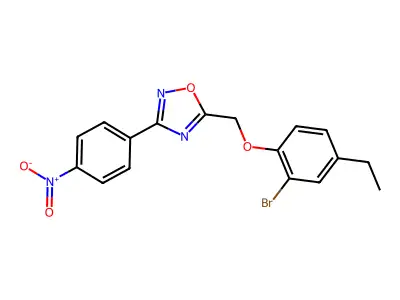 5-[(2-Bromo-4-ethylphenoxy)methyl]-3-(4-nitrophenyl)-1,2,4-oxadiazole structure