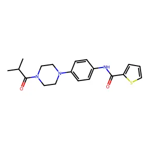N-[4-[4-(2-methylpropanoyl)piperazin-1-yl]phenyl]thiophene-2-carboxamide structure