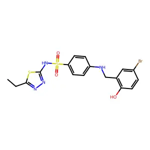 4-[(5-bromo-2-hydroxyphenyl)methylamino]-N-(5-ethyl-1,3,4-thiadiazol-2-yl)benzenesulfonamide structure