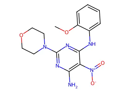N4-(2-methoxyphenyl)-2-morpholino-5-nitropyrimidine-4,6-diamine structure