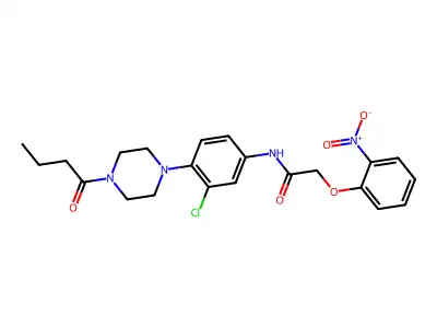 N-[4-(4-butanoylpiperazin-1-yl)-3-chlorophenyl]-2-(2-nitrophenoxy)acetamide structure