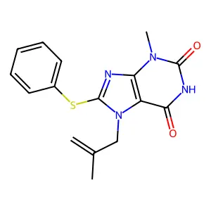 3-Methyl-7-(2-methylprop-2-enyl)-8-phenylsulfanylpurine-2,6-dione structure