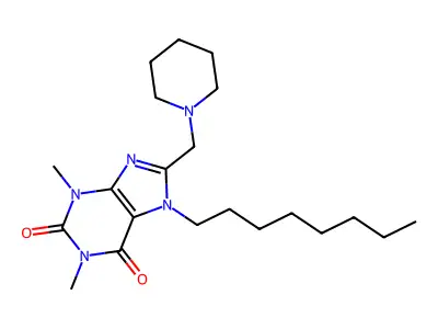 1,3-Dimethyl-7-octyl-8-(piperidin-1-ylmethyl)purine-2,6-dione structure