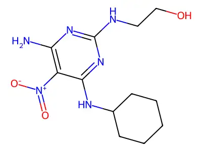 2-[[4-Amino-6-(cyclohexylamino)-5-nitropyrimidin-2-yl]amino]ethanol structure