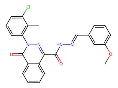 3-(3-chloro-2-methyl-phenyl)-N-[(3-methoxyphenyl)methylideneamino]-4-oxo-phthalazine-1-carboxamide structure