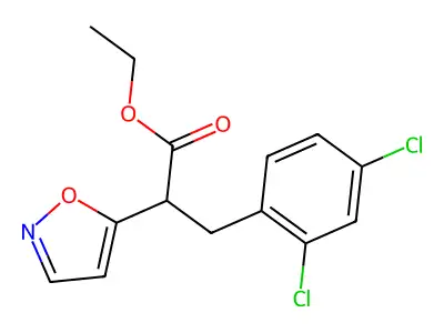 Ethyl 3-(2,4-dichlorophenyl)-2-(1,2-oxazol-5-yl)propanoate structure