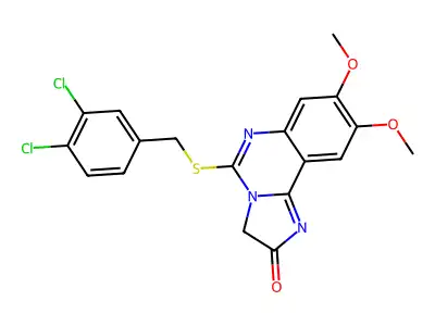 5-[(3,4-dichlorobenzyl)sulfanyl]-8,9-dimethoxyimidazo[1,2-c]quinazolin-2(3H)-one structure