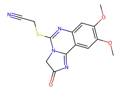 2-[(8,9-dimethoxy-2-oxo-2,3-dihydroimidazo[1,2-c]quinazolin-5-yl)sulfanyl]acetonitrile structure