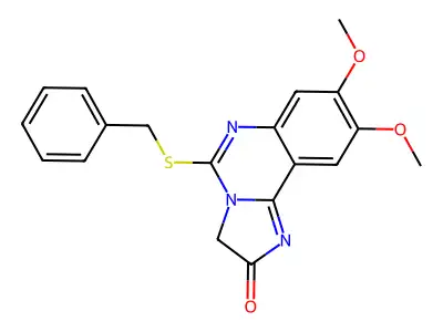 5-(benzylsulfanyl)-8,9-dimethoxyimidazo[1,2-c]quinazolin-2(3H)-one structure