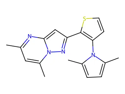 2-[3-(2,5-dimethyl-1H-pyrrol-1-yl)-2-thienyl]-5,7-dimethylpyrazolo[1,5-a]pyrimidine structure